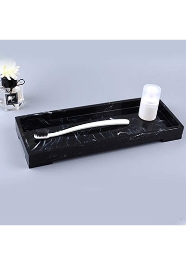Besthome1 Siyah Reçine Tabak - Banyo & Masaüstü - Anahtar, Parfüm Saklama Siyah Siyah