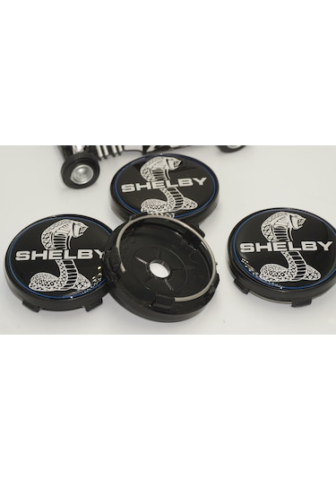 Ford Mustang Shelby Kobra Logo Jant Göbeği Kapak Seti 60mm