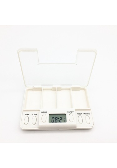 Sones Tf200 4 Hücreli Akıllı Zamanlı Hatırlatıcı Taşınabilir Plastik Hap Kutusu Hap Saklama Kutusu Beyaz