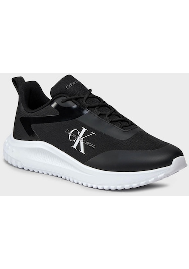 Calvin Klein Logolu Sneaker YM0YM00968 0GM Erkek Ayakkabı Siyah - Beyaz