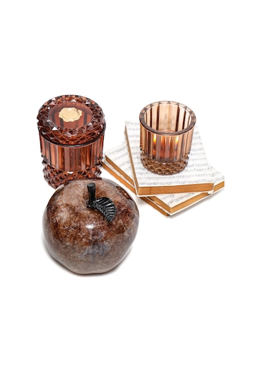 Dekoratif Amber Apple Heykel 16 Cm