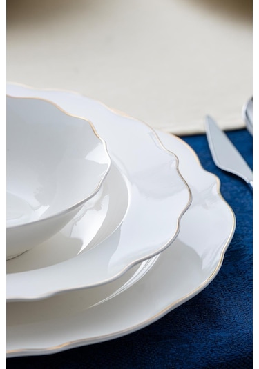 Acar Stream Gold Porselen 24 Prç.yemek Takımı