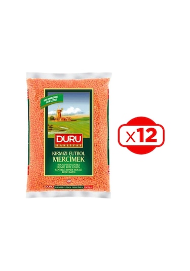 Duru Kırmızı Futbol Mercimek 12 x 1 KG