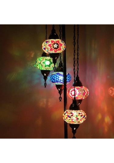 Dekoratif Dekoratif Osmanlı Lambası Mozaik 5li Lambader