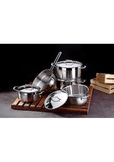 Hascevher Anett 9 Parça Çelik Tencere Seti Çelik