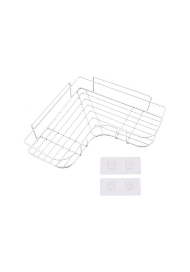 Beyaz Banyo Köşe Depolama Rafları Duvara Monte Raf Şampuan Tutucu Demir Duş Drenaj Sepeti Yumruksuz Organizatör Banyo Aksesuarları Beyaz