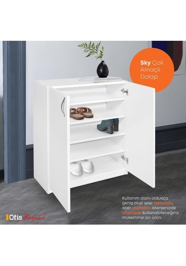 My Design Sky Çok Amaçlı Dolap Ayakkabılık Beyaz