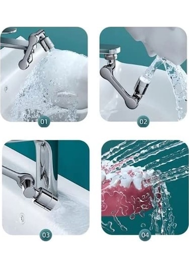 A1 1080 Derece Dönebilen Robotik Kol Musluk Başlığı, Musluk Gümüş