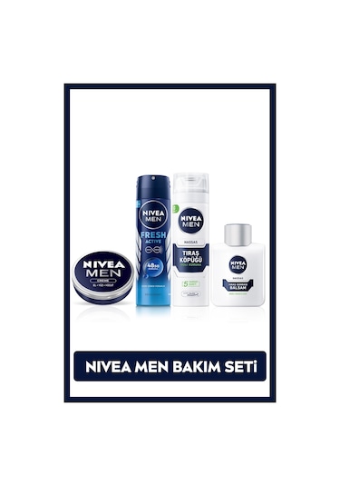 Nivea Men Tıraş Köpüğü 200 ML + Tıraş Sonrası Balsam 100 ML + Sprey Deodorant 150 ML + Bakım Kremi 75 ML