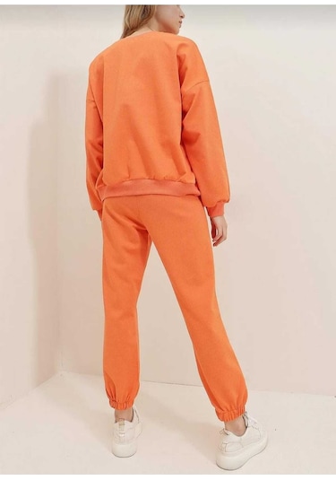 Kozia Outdoorso Yaka Esofman Takımı Sweatshirt Jogger Turuncu