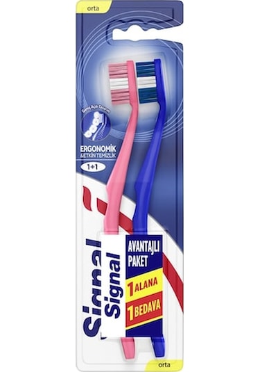 Signal Ergonomik Etkin Temizlik 1+1 Diş Fırçası Medium