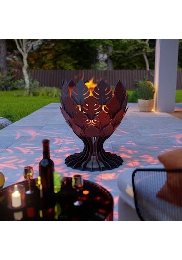 Yaprak Kadehi Ateş Çukuru Bahçeniz İçin Dekoratif Dayanıklı Siyah