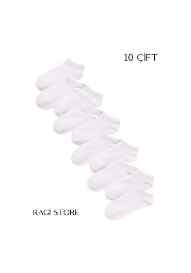 Ragi Store Unisex Patik Çorap 10 Çift Beyaz