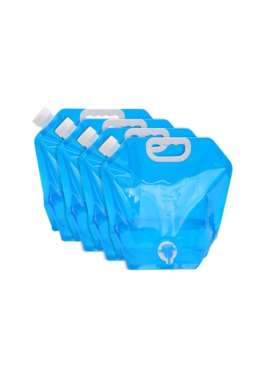 Skycity 4 Adet Mavi 10l Yemek Dereceli Katlanabilir Su Depolama Çantası - Valfli, Elden Taşınabilir, Kamp Ve Acil Durumlar İçin