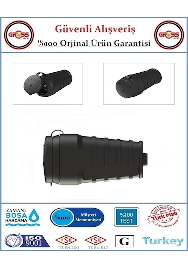Kauçuk Monofaze 1x16 Amper - 220 Volt Topraklı Dişi Fiş