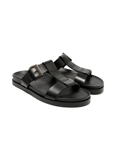The Sandals Factory Black Sandalet Erkek M7927 The Sandals Factory Leather Upper Sandals Black