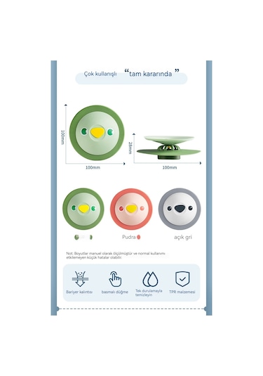 Yer Süzgeci Koku Giderme Tapası Ve Böcek Geçirmez Kapak-3 Parçalı Çok Renkli