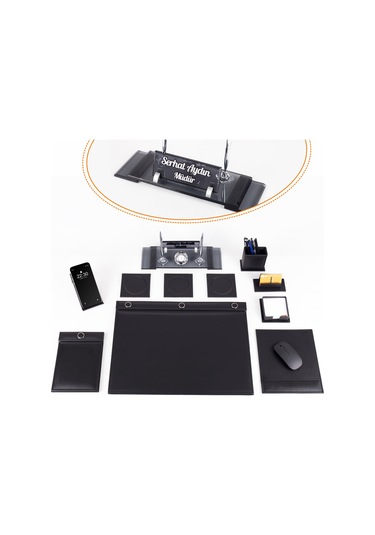 10 Parça Düğmeli Sümen Takımı - Gümüş Elit Kristal İsimlik Lüks Sümen Takımı