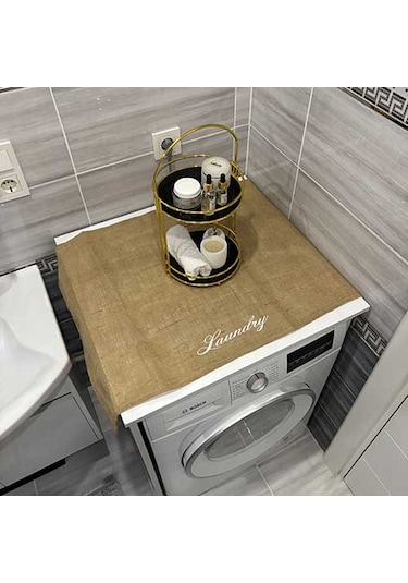 Laundry Duck Keten Su Geçirmez Ve Kirlenmez Çamaşır Makinesi - Buzdolabı - Bulaşık Makinesi Örtüsü Açık Kahverengi