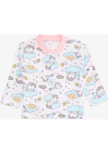Breeze Kız Bebek Pijama Takımı Uykucu Unicorn Desenli 4 Ay-1 Yaş, Beyaz-beyaz Beyaz