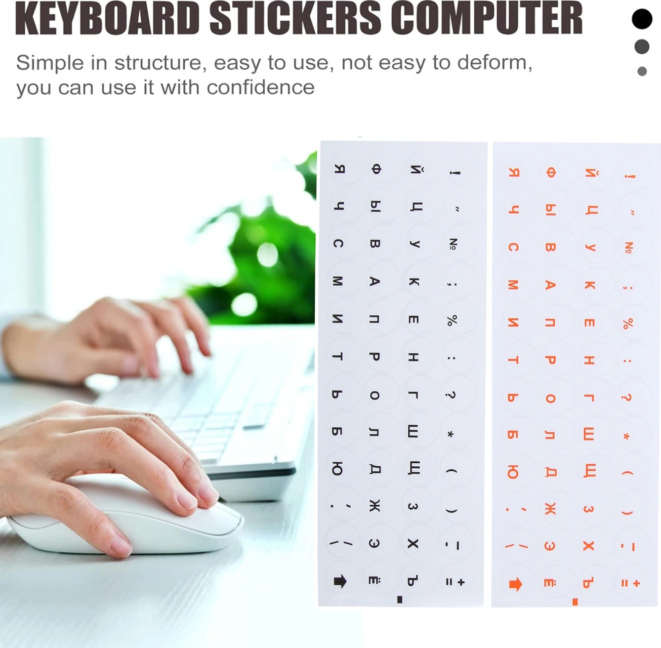 Sones 2 Adet Yuvarlak Şeffaf Klavye Çıkartmaları Rus Tuş Koruyucu