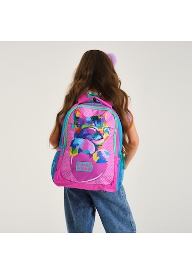 Coral High Kids Pembe Mavi Simli Kedi Desenli 3 Lü Okul Çanta Seti Set014387