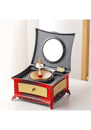 Yunboo Pembe Balerina Figürlü Döner Müzik Kutusu - Sarımsaklı Mekanik Sesli Dekoratif lik Eşya - 16x13.6x9.1 Cm - Ev Dekoru Ve Özel Günler İçin