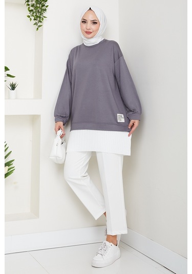 Arma Detay Piliseli Oysho Tunik 1627 - Antrasit Antrasit