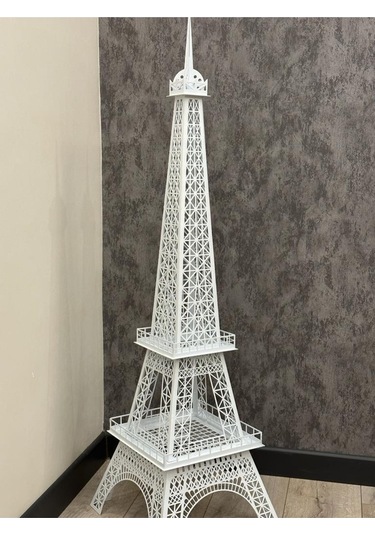 Metal Eyfel Kulesi Cnc Kesim Beyaz Renk