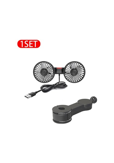 Seametal 3 Vitesli Araba Koltuğu Arka Soğutma Fanı Usb Şarj Çift Kafa Fan 360 Derece Rotasyon Boyun Soğutucu Yaz Araba Aksesuarları