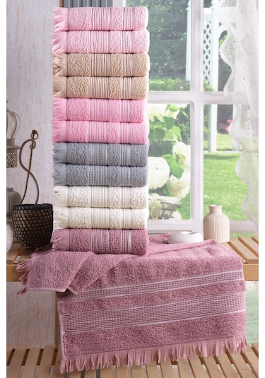 Shiny El Yüz Havlu Seti 50 x 90 CM 12'li Gri