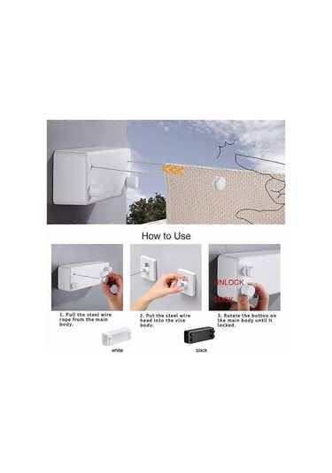 Ganzhoushop Geri Çekilebilir Çamaşır İpi, Paslanmaz Çelik Çift Hat, Yerden Tasarruf Sağlayan Ağır Hizmet Tipi İç Mekan Dış Mekan Kurutma Rafı, Banyo Balkon İçin Su Geçirmez Paslanmaz Çok Renkli