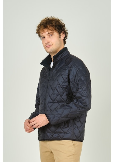 Allegro Erkek Dik Yaka Fermuarlı Cep Detaylı Kapitone Mont 4355 Lacivert Lacivert