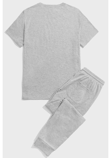 Unisex Houston Baskılı Eşofman Takımı Gri