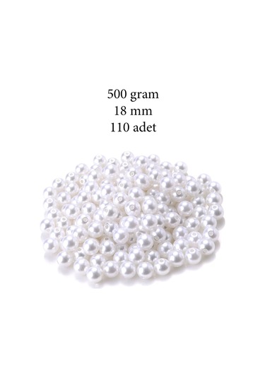 500 Gram 18mm Beyaz Renk Plastik İnci Boncuk Çanta Ve Takı Yapım Boncuğu 110 Adet