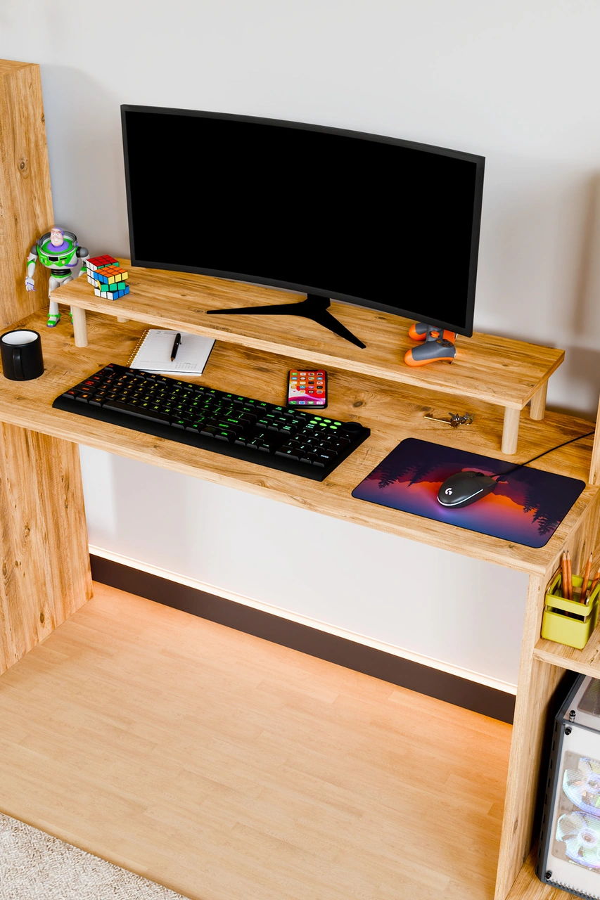 Moyo Monitör Yükseltici, Ekran Yükseltici, Masa Üstü Organizer Atlantik Çam