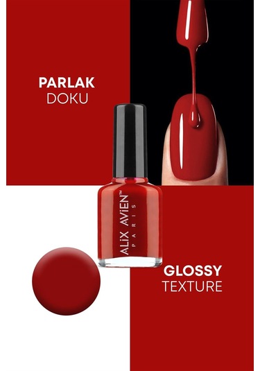 Alix Avien Kırmızı Oje 57 Yüksek Pigmentli Uzun Süreli Kalıcılık Hızlı Kuruma Nail Lacquer 57