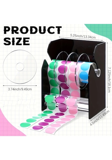 Elmpaly Ayarlanabilir Etiket Dağıtıcı 4 Rulo Sticker Rafı Siyah Ofis Ev Masası Etiketlik Diğer