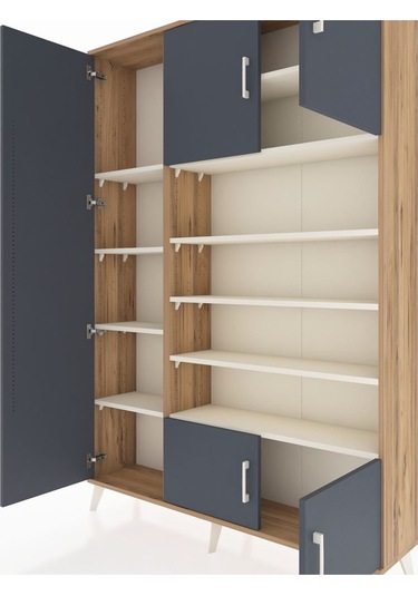 Arges Dolap 10 Raflı 5 Kapaklı 132x30x195 Çam-antrasit/aytaşı Çam