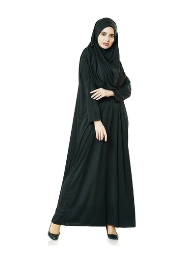 Siyah Namaz Elbisesi - Kabe Motifli Seccade ve Tesbih - Ibadet Se