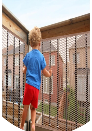 Kahverengi Güvenlik Kapısı Bebek Merdiven Balkon Güvenlik Filesi Evcil Hayvan Filesi 2.35mt X 75cm Çok Renkli