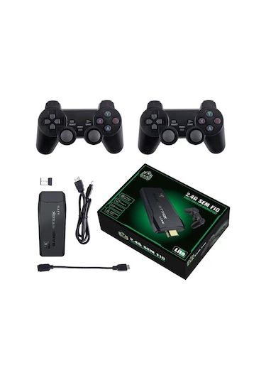 Hallow PS1 Home TV Kablosuz Çift Kol Retro 10.000 Oyunlu TV Stick Mini Oyun Konsolu
