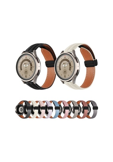 Tongxida 22mm Yivli Hakiki Deri Saat Kordonu, Siyah Tokalı