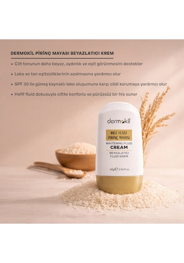 Dermokil Pirinç Mayası Beyazlatıcı Fluid Krem 30 Spf 60 G