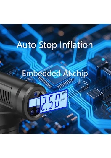 Xuweiwei Kablosuz Taşınabilir Hava Kompresörü 150psı Usb C Şarj Lityum Pil Otomatik Durma Dijital Ekran Araba Motosiklet Bisiklet Lastik Şişirici