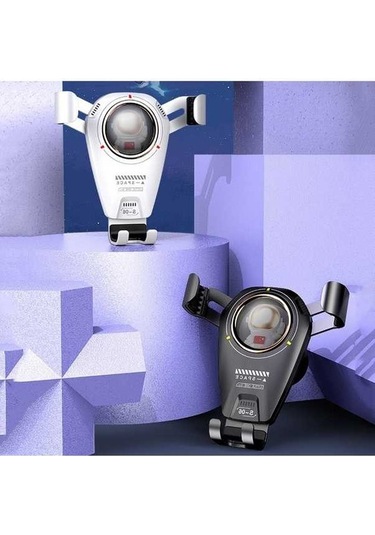 Wondernest S-06 Araba Hava Çıkışlı Yerçekimi Tutucu Geri Çekilir Döner Telefon Braketi Siyah Siyah