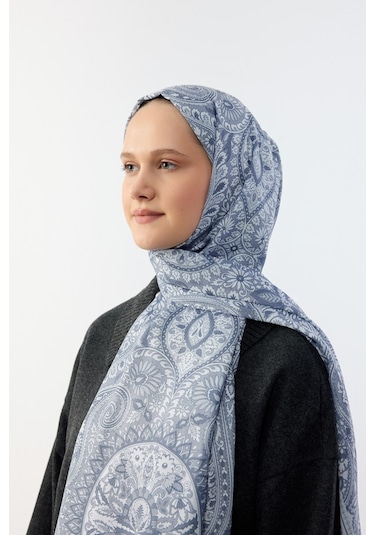 Mirsoy Scarf Mirayze Etnik Desen Şal Füme
