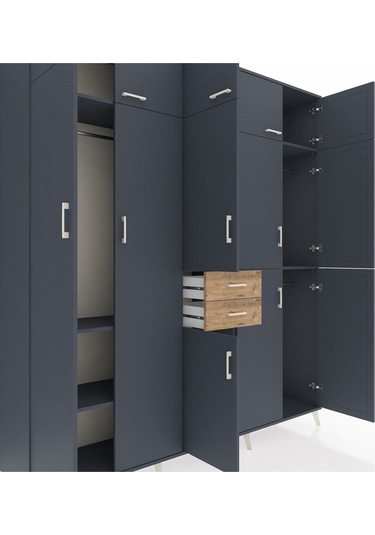 Hyperion Dolap 10 Raflı 2 Çekmeceli 3 Askılı 220x44x243 Antrasit-antrasit/çam Antrasıt/atlas Çam Hyperion Dolap 10 Raflı 2 Çekmeceli 3 Askılı 220x44x243 Antrasit-antrasit/çam Antrasıt/atlas Çam