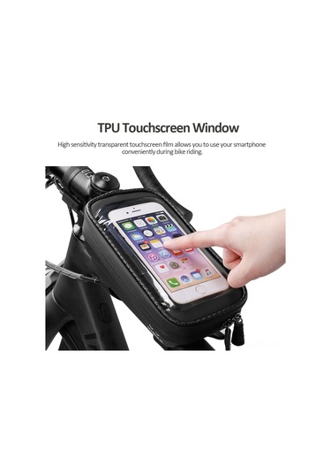 Padalink Inbıke Dayanıklı Eva Malzeme Bisiklet Çantası, Tpu Dokunmatik Ekranlı, Su Geçirmez, Gece Güvenliği Sağlayan Reflektif Şeritli. Siyah