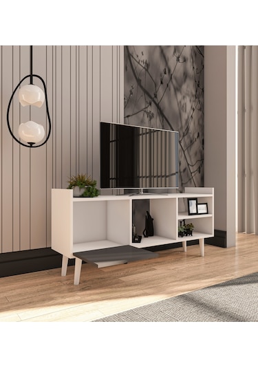 Leo Tv Ünitesi Beyaz-Antrasit Televizyon Konsolu 140 Cm Ekonomik